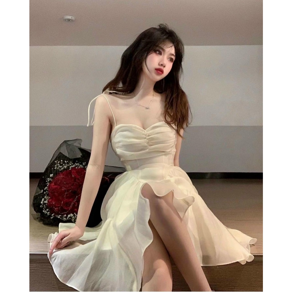 Đầm Be Hai Dây Hai Lớp Xoè Mặc Đi Tiệc Đi Chơi, Kỷ Yếu (Hình Thật) D025