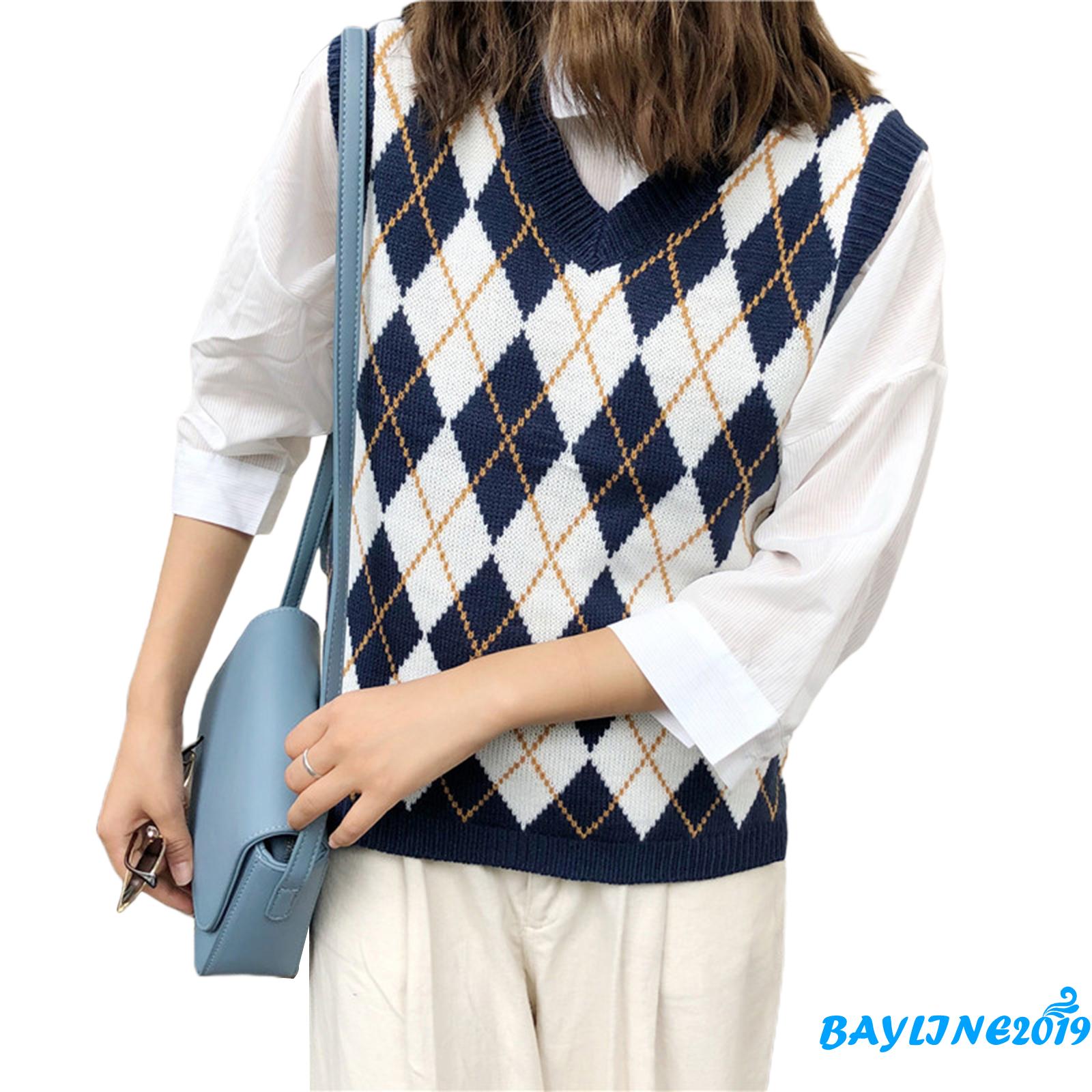 Áo sweater không tay cỗ chữ V phong cách thời trang quyến rũ | BigBuy360 - bigbuy360.vn