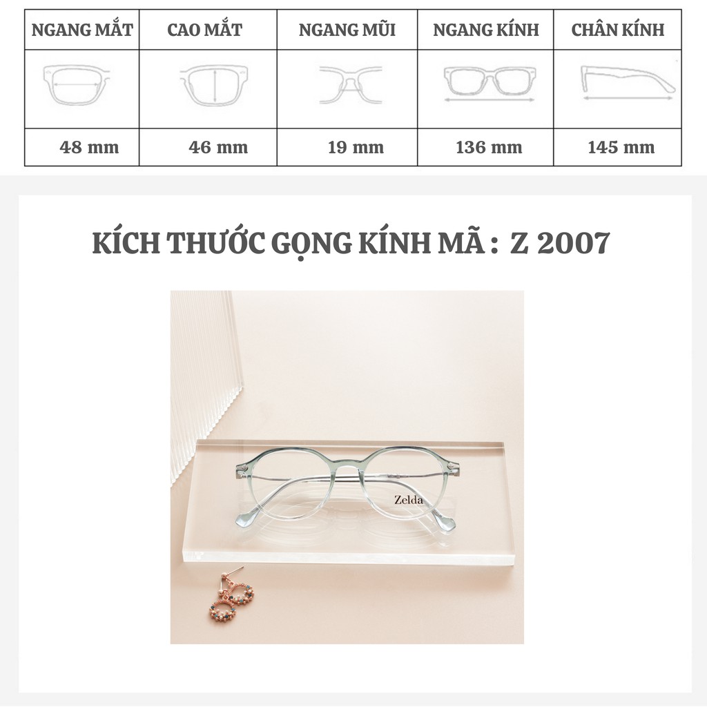 Gọng kính cận nam nữ lắp sẵn cận chất liệu nhựa TR90 mắt kính tròn đổi màu, chống ánh sáng xanh - GZ2007 Eyepro