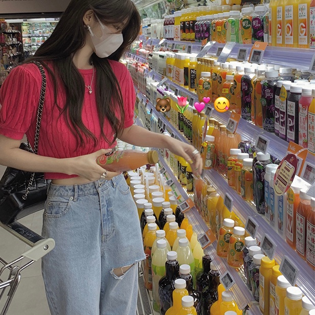 SUXI Áo Croptop Dệt Kim Tay Ngắn Cổ Tròn Màu Sắc Trơn Thời Trang Mùa Hè Dễ Phối Đồ