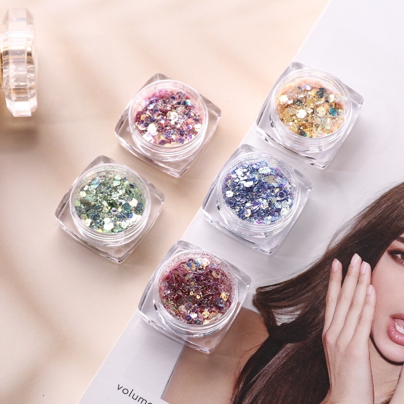 12 màu nhũ kim tuyến, nhũ mắt Sequin , nhũ làm móng nail T063-506 | BigBuy360 - bigbuy360.vn