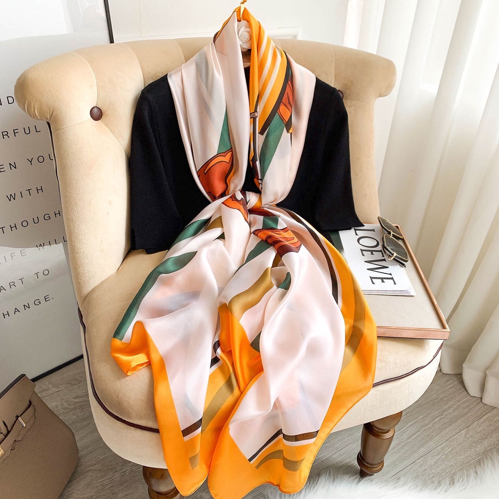 KL056 Khăn choàng cổ lụa dáng dài