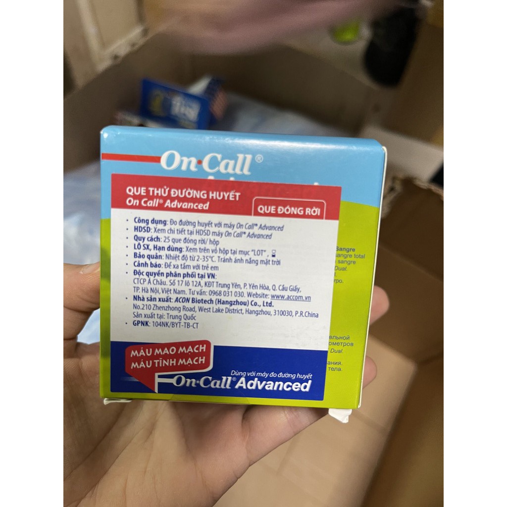 [CHÍNH HÀNG]Que thử đường huyết Acon On call Advanced 25 que