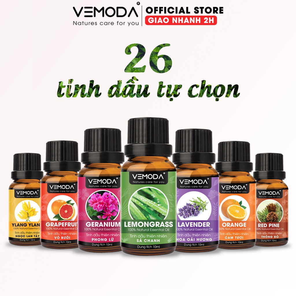 [TỰ CHỌN] Tinh dầu xông phòng Vemoda 10ml giúp khử mùi, kháng khuẩn, thanh lọc không khí, thơm phòng, thư giãn