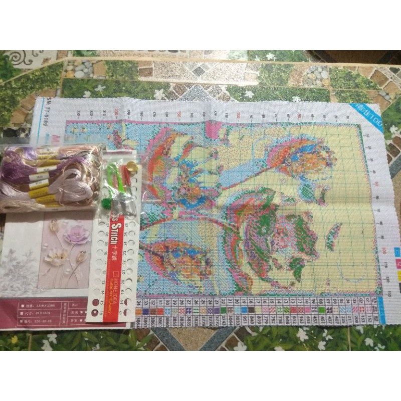 Tranh thêu chữ thập chỉ lụa, chỉ cotton Hoa sen TN320 KT 40*65cm