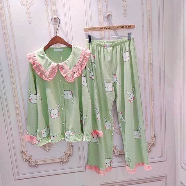 [Pijama nữ]Set đồ bộ pijama thun cotton bánh bèo đẹp miễn chê cho nữ.