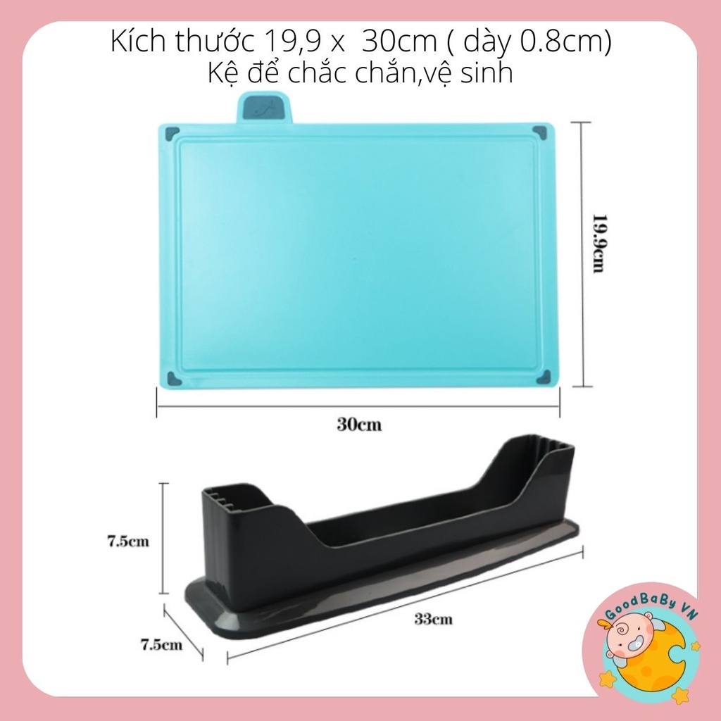 Bộ 4 thớt nhựa ăn dặm,nhà bếp kháng khuẩn dày dặn kèm khay đựng vệ sinh Goodabyvn