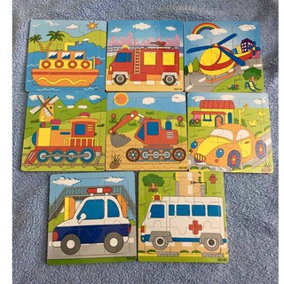 Đồ chơi - Ghép Hình 9 Mảnh - Puzzle Chủ Đề Phương Tiện Giao Thông (Combo 8 Tranh)