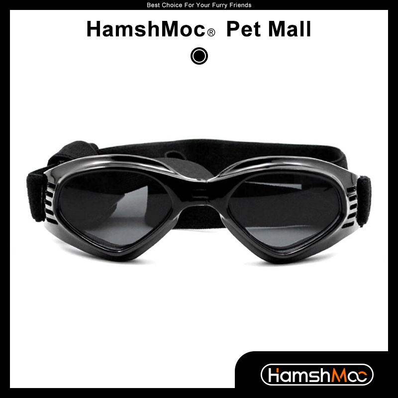 HamshMoc Mắt kính bảo vệ mắt chống tia UV chống gió/ nước/ sương mù có dây đeo điều chỉnh được cho thú cưng vừa và nhỏ