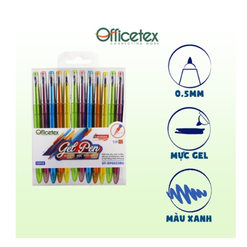 Hộp 12 Cây Bút Gel Mực Xanh Officetex - OT-GP0022BU - 8935276454153