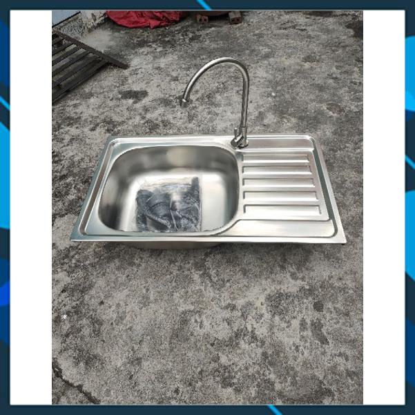 Chậu rửa chén bát 1 hố 1 cánh bồn rửa Inox 1 hộc 7545 75x45cm có kèm bộ xả inox