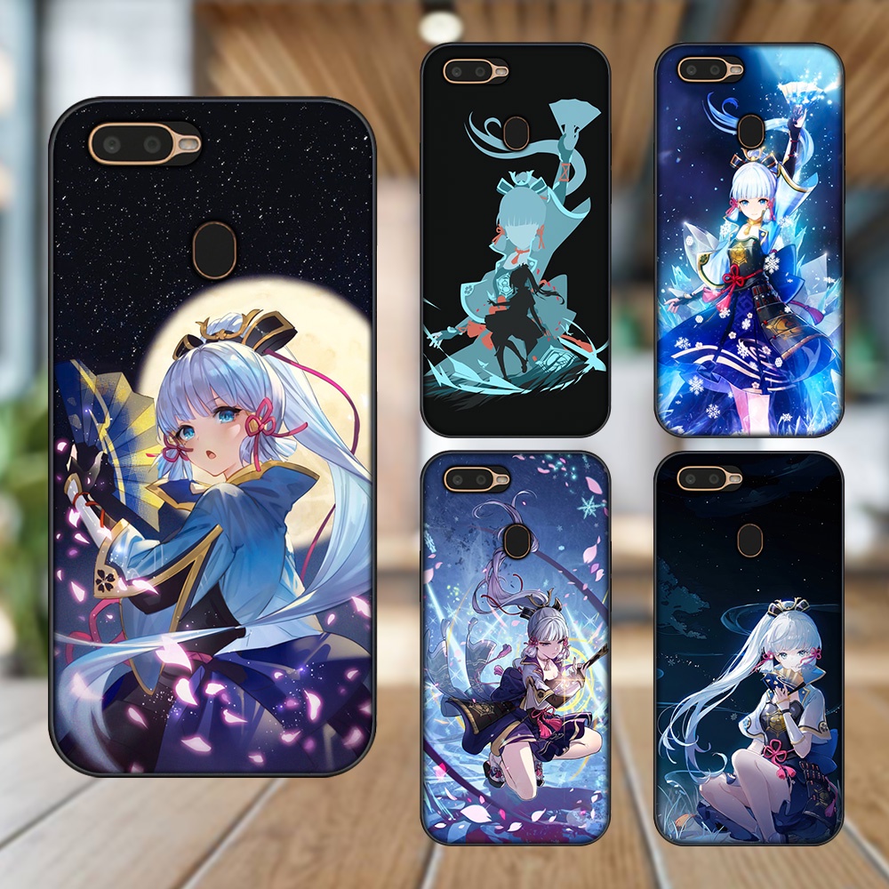 Ốp lưng Oppo A5S, A7, A12, F9 viền đen in hình Ayaka Genshin Impact
