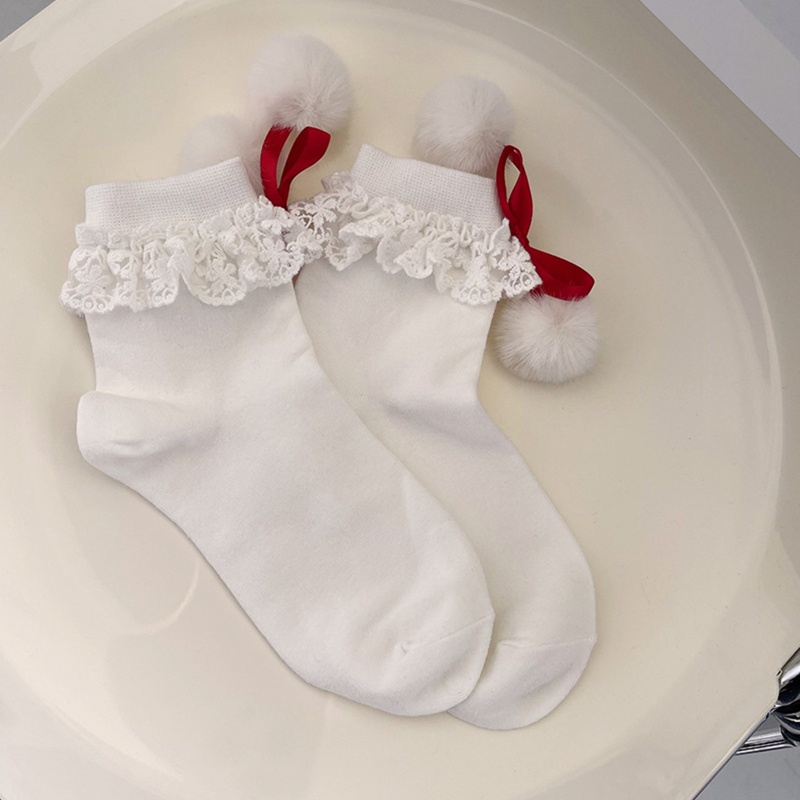 Tất Cotton Ngắn Phối Ren Phong Cách Lolita Nhật Bản Xinh Xắn Cho Nữ