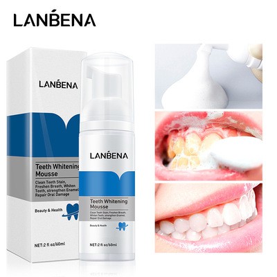 [Hàng Nhập Khẩu] LANBENA Bọt Tẩy Trắng Răng Làm Sạch Răng Khử Mùi Hôi Miệng Mousse Teeth Whitening Clean Teeth 60ml