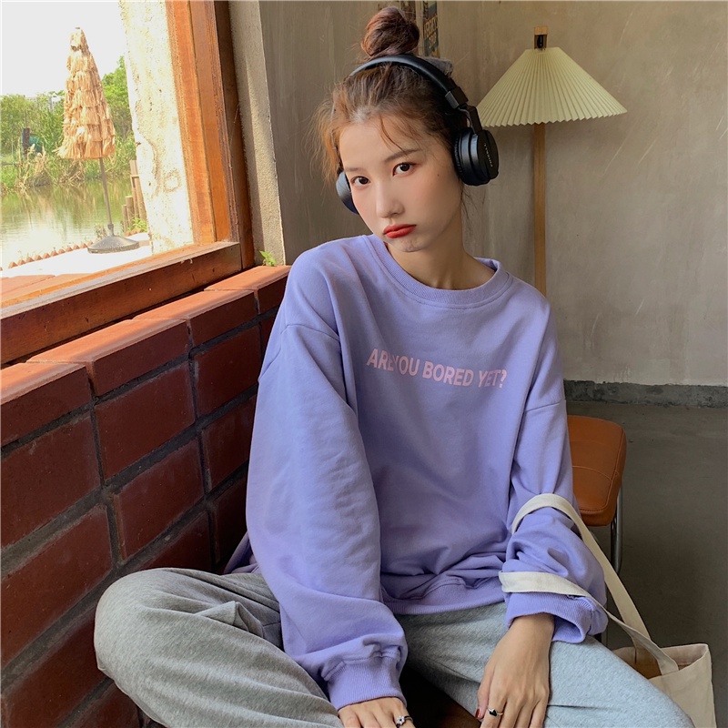 Áo Sweater tay dài hoạ tiết kẻ caro dáng rộng thoải mái