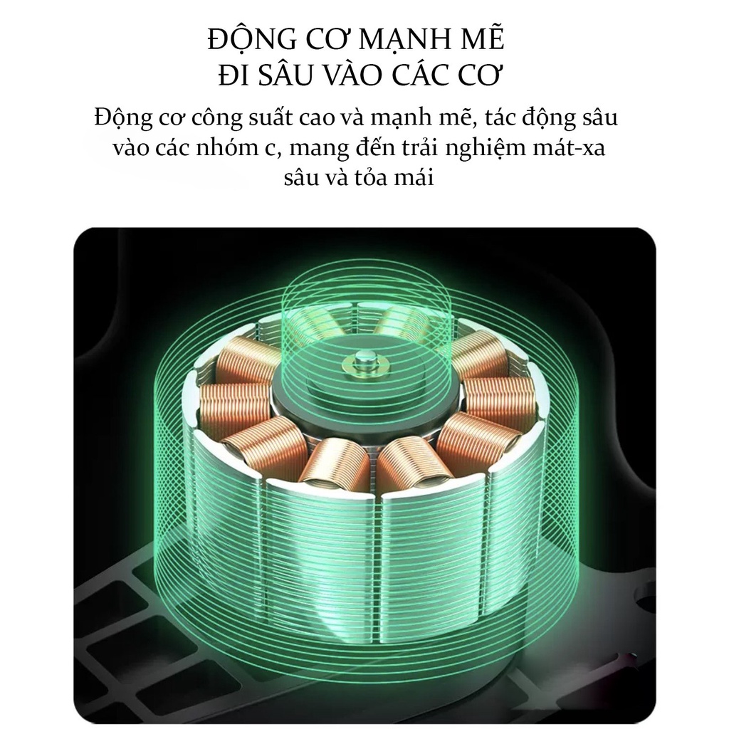 Máy massage cầm tay KONKA F2 8 đầu 99 cấp độ trị đau nhức toàn thân hiệu quả, súng massage kèm 8 đầu mát xa chuyên sâu
