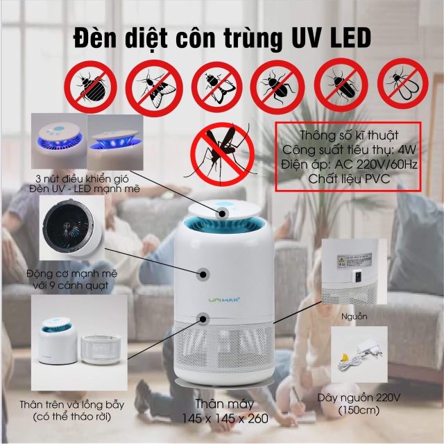 Đèn bắt muỗi thông minh Unimax Hàn Quốc