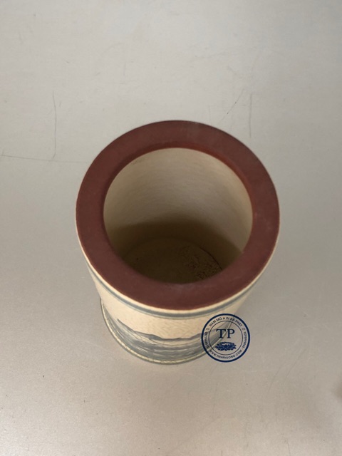 Ống để nhang men rạn vẽ hoa sen