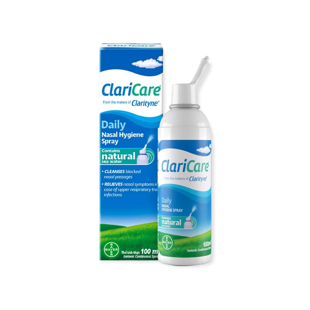 Xịt vệ sinh mũi Claricare giúp ngăn sổ mũi, nghẹt mũi, an toàn trẻ sơ sinh Claricare (Clarityn / Bayer) (Nhập khẩu Pháp)