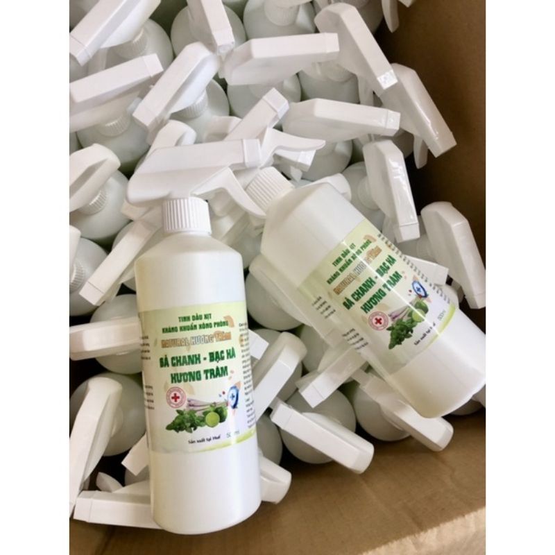 tinh dầu xịt khử khuẩn hương sả, bạc hà, tràm, khuynh diệp 500ml