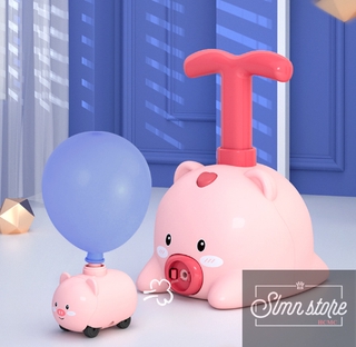 Đồ chơi xe Bơm Bong Bóng hình Heo, Gấu, Hổ siêu dễ thương giúp bé thích vận động. Slmn_BomB.Bong