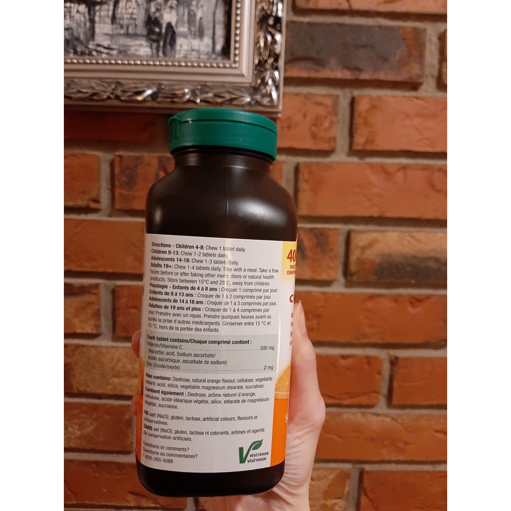 Viên Vitamin C + Zin C Ngậm Jamieson Chewable 400 viên, Nội địa Canada