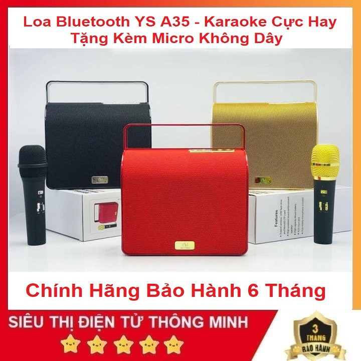 Loa Bluetooth YS A35 - Loa Bluetooth Hát Karaoke Tặng Micro Không Dây Hát Karaoke - Bảo Hành 6 Tháng