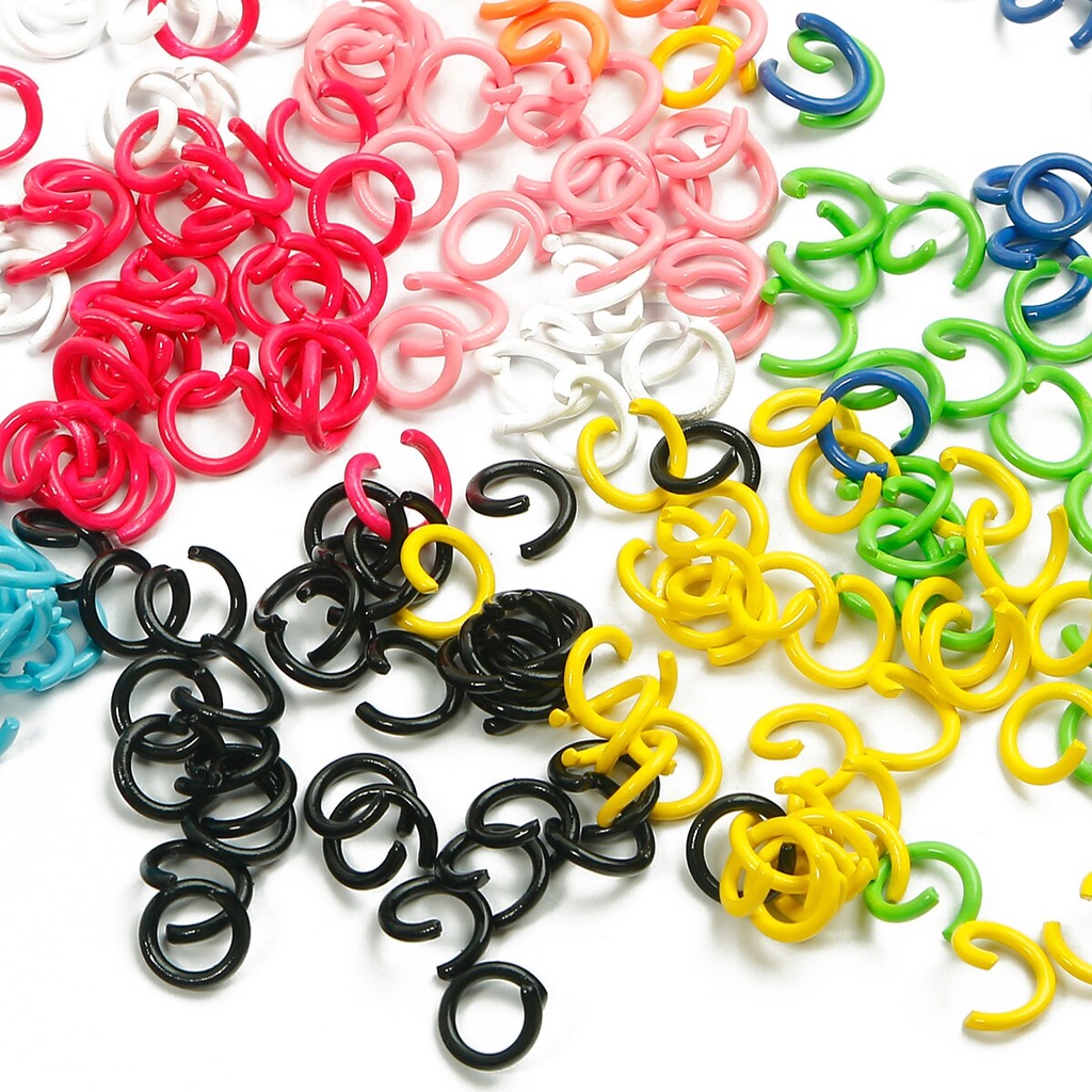 Set 50 khoen kim loại nhiều màu sắc trang trí bím tóc size 8mm