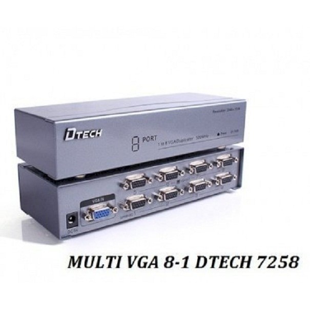 Hub 1 CPU ra 8 VGA. Hiệu DTECH. Một máy tính ra 8 màn hình cùng nội dung. Vi Tính Quốc Duy.