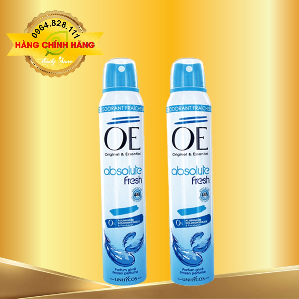 Xịt khử mùi nữ, khô thoáng, thơm lâu, không vàng áo, làm trắng da, mờ thâm - Xịt thơm body nữ- OE Pháp - 200ml