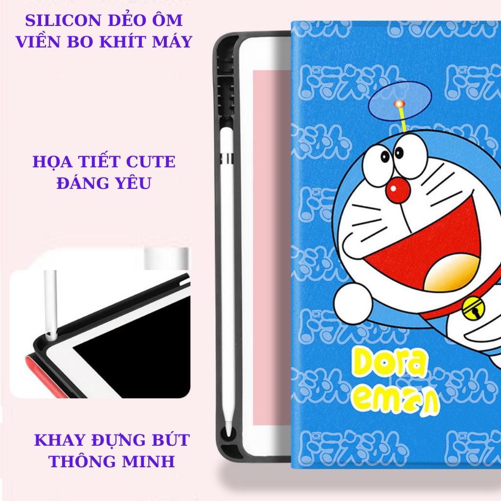 Ốp iPad Silicon + Ngăn đựng bút hình Pikachu cute ốp iPad Air 1,2,3,4,5,Gen 5,6,7,8,9,Pro 11,10.5,Mini 6