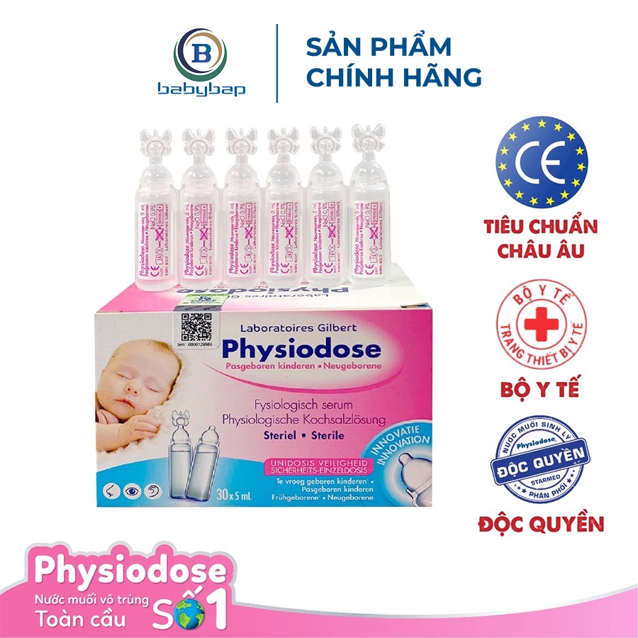 Nước Muối Sinh Lý Physiodose Round (Hộp 30 ống x 5ml)