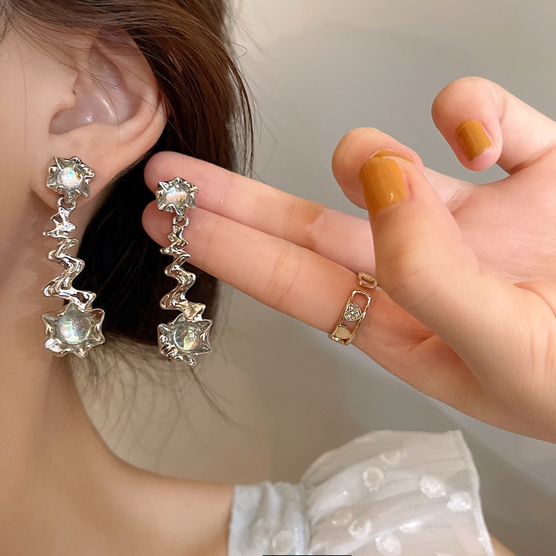 Khuyên Tai Kim Loại Đính Đá Phong Cách Âu Mỹ Thời Trang