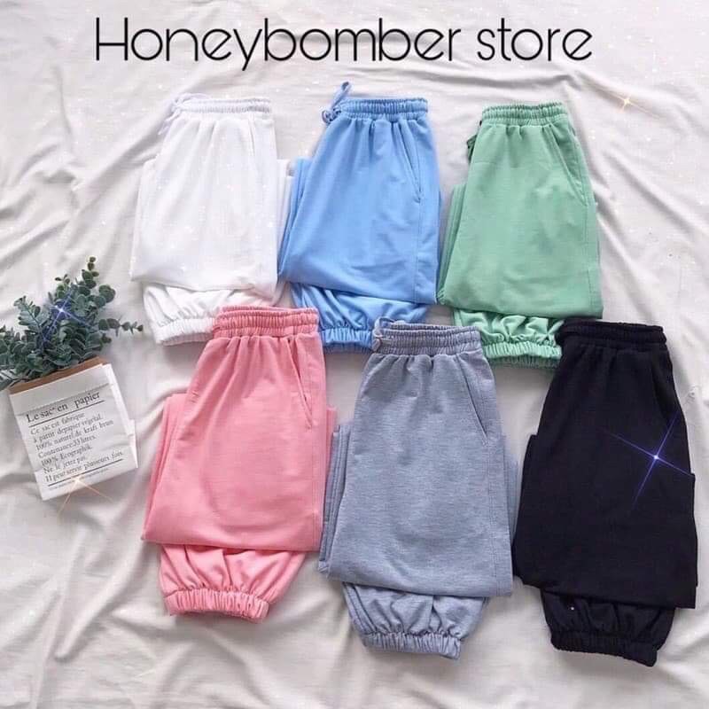 quần dài bom chun gấu trơn, quần jogger trơn LD