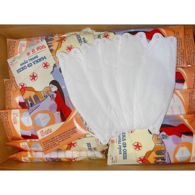 05 khẩu trang Kháng Khuẩn 4 Lớp HERO 4D VNN94 Cao Cấp Tây Sài Gòn.
