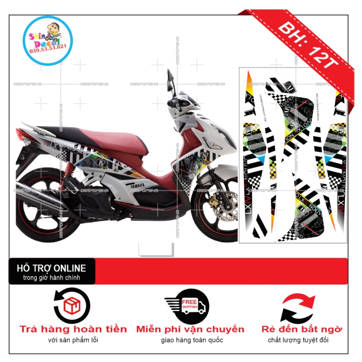 TEM XE NOUVO 4 LX MẪU ZIN THÁI DÁN XE TRẮNG -- SHIN DECAL 2