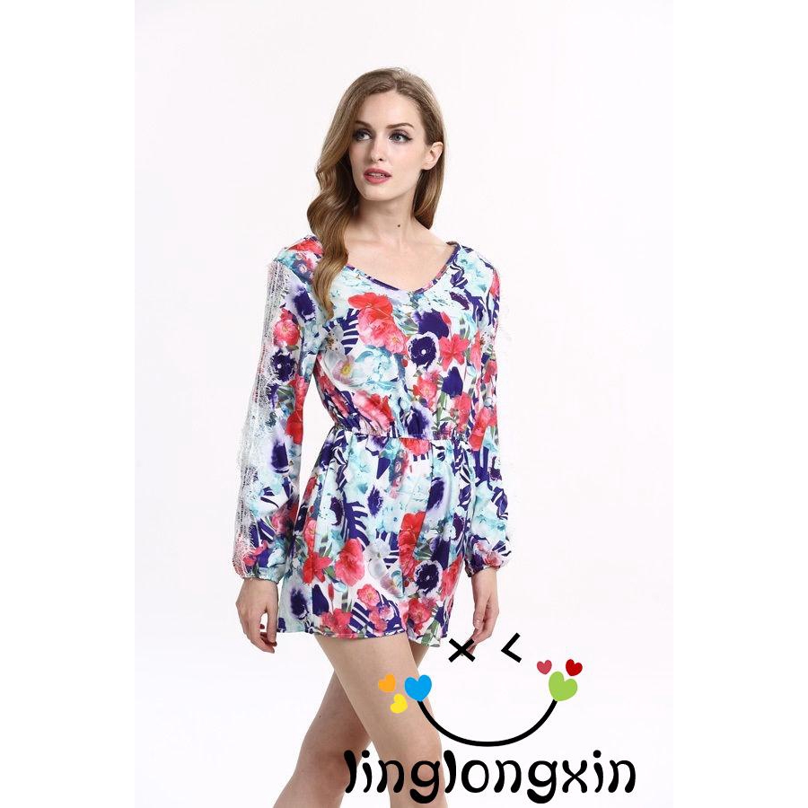 Bộ Jumpsuit In Hoa Phong Cách Boho Quyến Rũ Cho Nữ