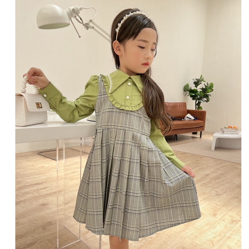 Váy bé gái dài tay 137Kids thiết kế kẻ công chúa xin xắn dễ thương