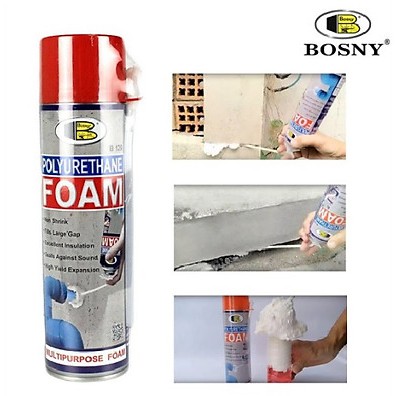 Chai keo bọt xốp cách nhiệt, chai keo bọt nở cách âm, cách nhiệt Polyurethane Foam - Bosny B129 - Nhập khẩu TL
