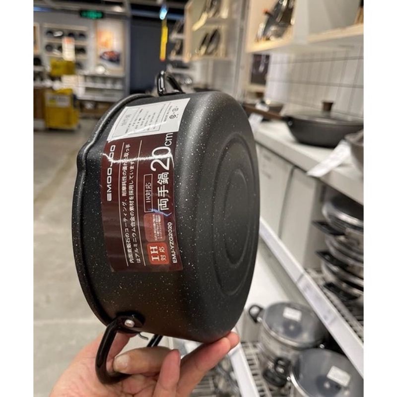 Nồi Chiên Chống Dính Xuất Nhật EMOOJOO Có Khay Để Ráo Dầu