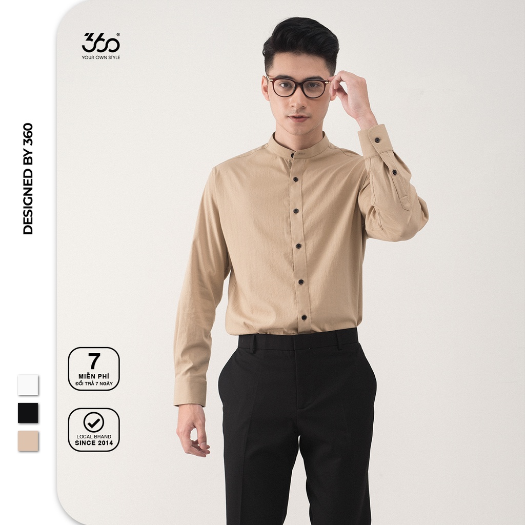 Áo sơ mi nam local brand 360 BOUTIQUE cổ tàu - STDTK208