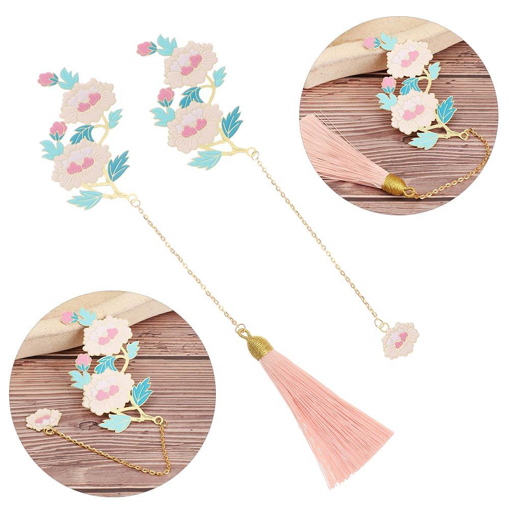 PISTA Thẻ Đánh Dấu Sách Bằng Đồng Thau Phối Tua Rua Phong Cách Retro