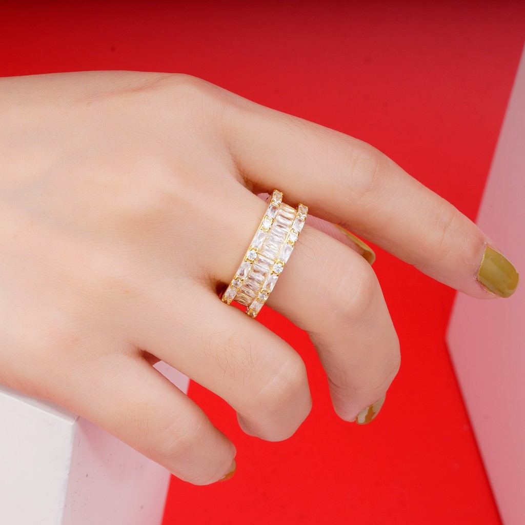 Nhẫn nữ UHA mạ vàng 18K đính đá CZ N533160-175