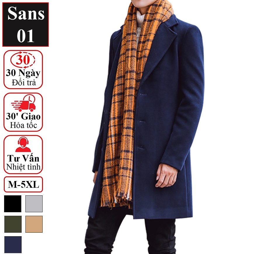 Áo khoác dạ nam dáng dài mangto dạ hàn quốc Sans01 Sans Shop
