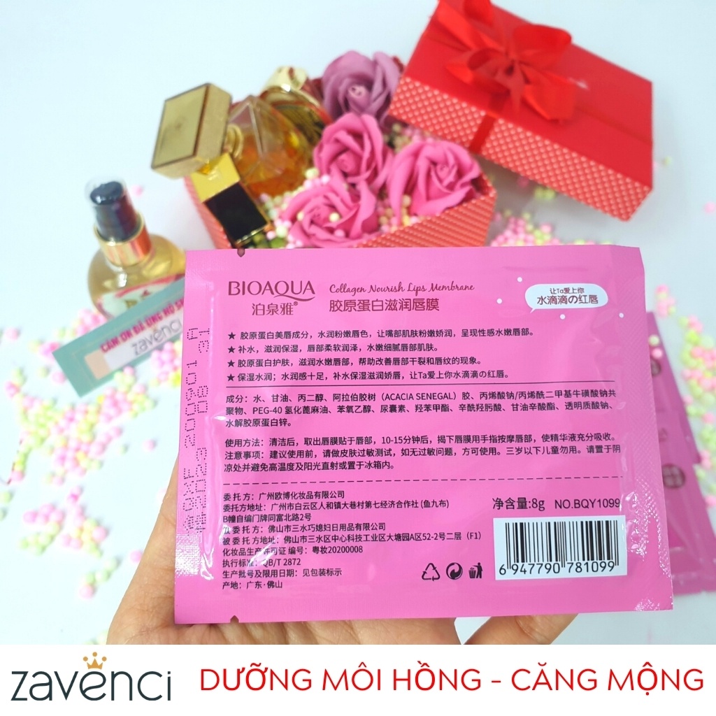 Mặt nạ môi BIOAQUA dưỡng môi hồng 1 miếng - ZAVENCI Official