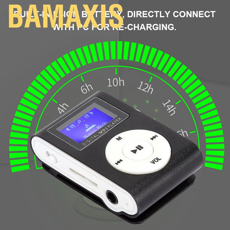 Máy Nghe Nhạc Mp3 Bamaxis 1.8inch Mini Có Kẹp Gắn Tai Nghe