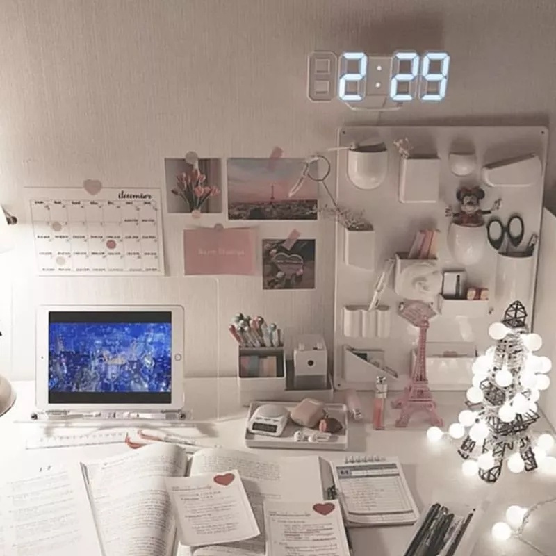 Đồng Hồ Báo Thức Điện Tử Đèn LED 3D Tự Động Điều Khiển Nhiệt Độ / Lịch Để Bàn