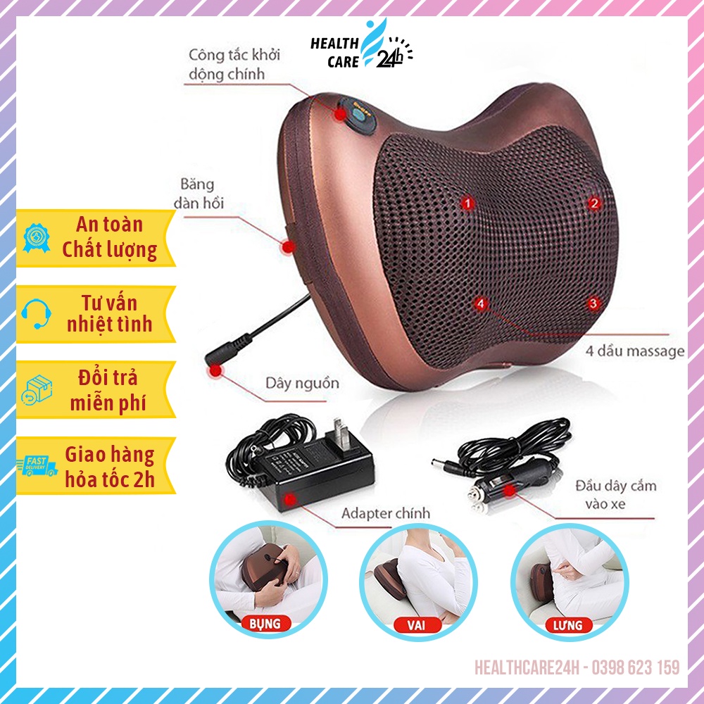 Gối massage 8 bi mát xa cao cấp giúp giảm đau mỏi, cải thiện tuần hoàn máu [Bảo hành 6 tháng] M108
