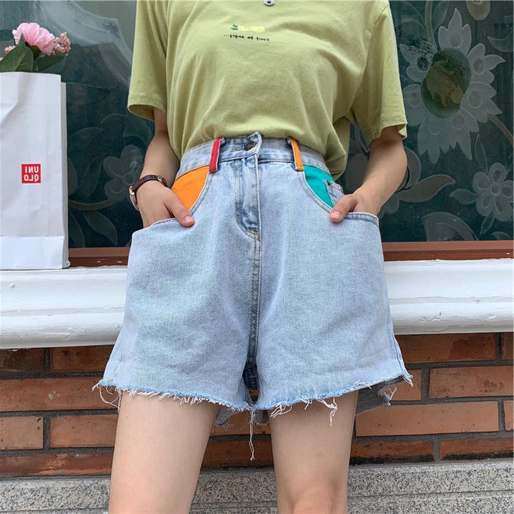 [Size S] Quần shorts jean nữ lưng cao xanh nhạt Ulzzang Quảng Châu QNJ85