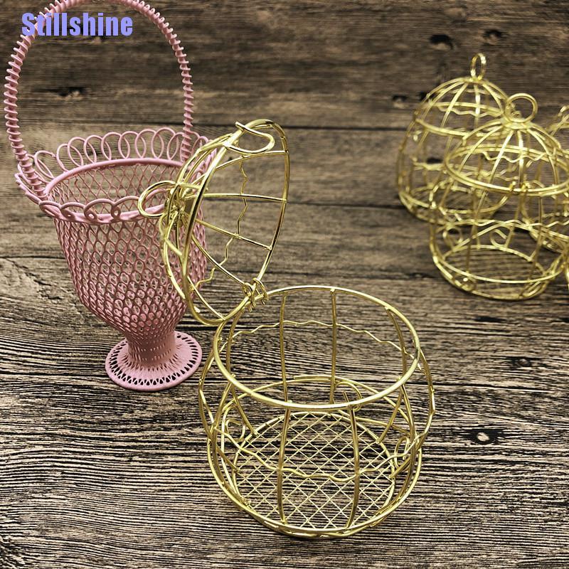 Hộp Đựng Kẹo mini Hình Lồng Chim Bằng Kim Loại Màu Vàng Phong Cách retro